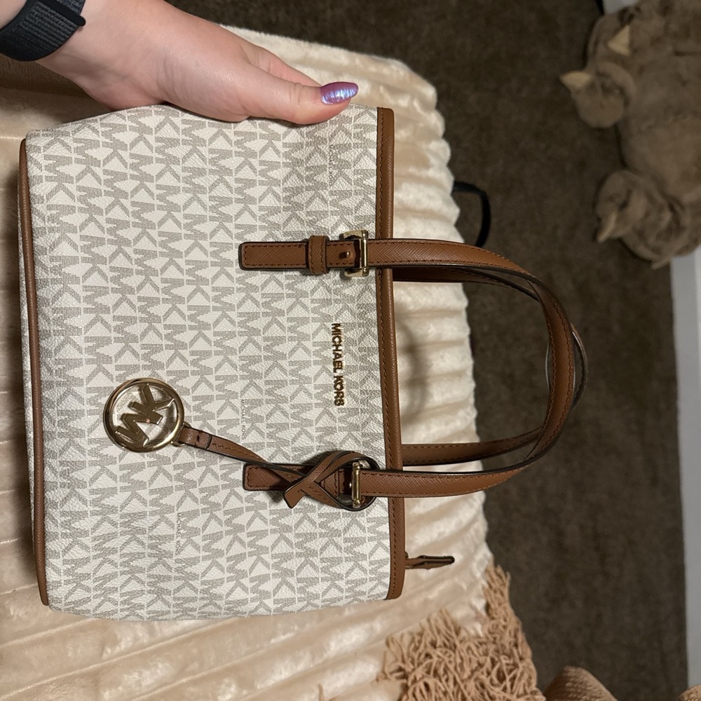 Michael Kors Brown and Cream Monogram Tote